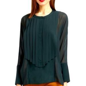 Ted Baker silk trim pleated blouse size 2 Small
